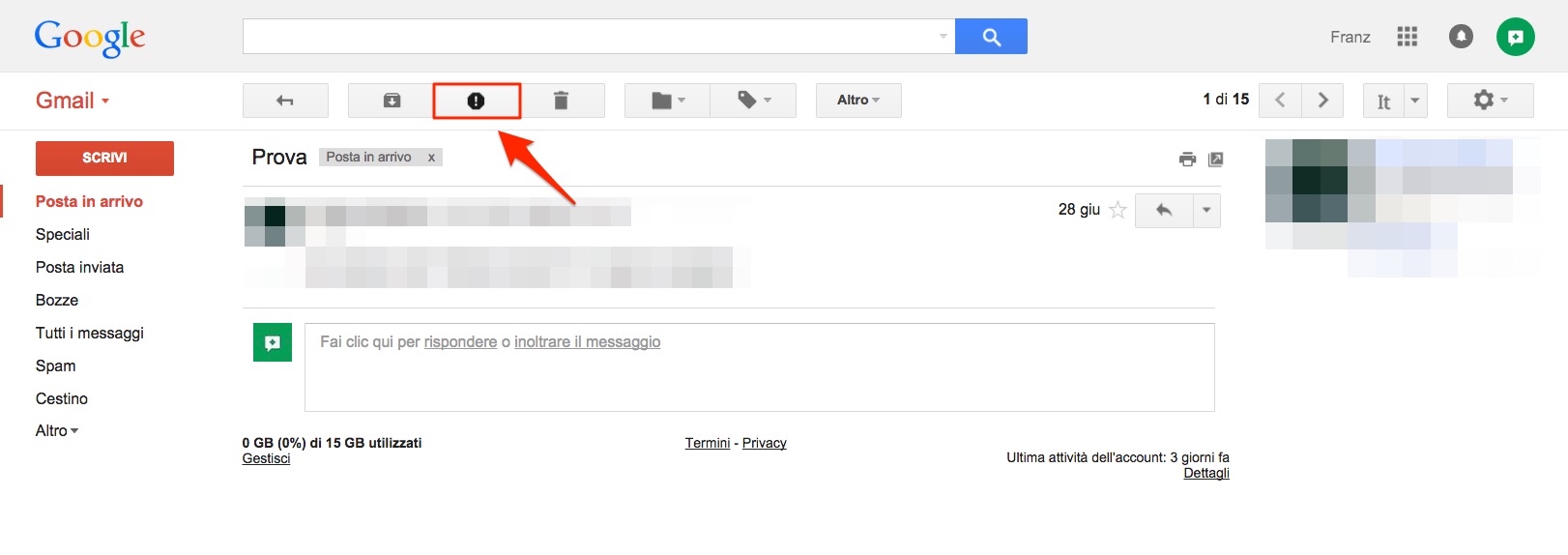 Contrassegnare email come spam
