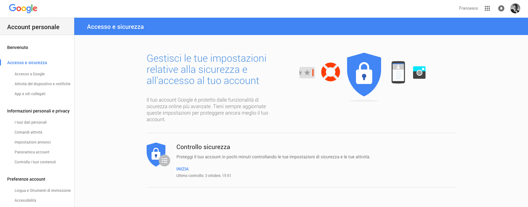 Google account e sicurezza