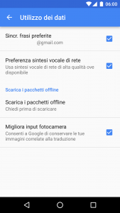 0404 Google Translate Impostazioni Utilizzo dei dati