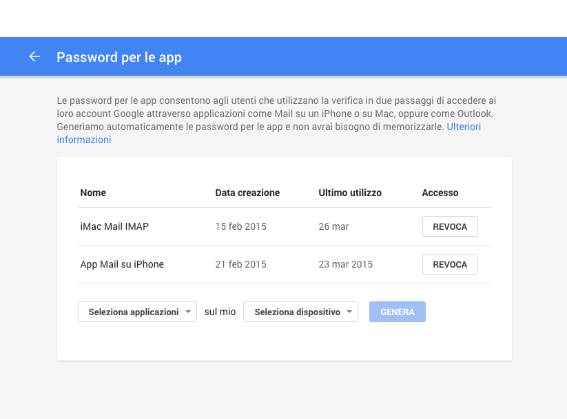 Gmail - Password per le app