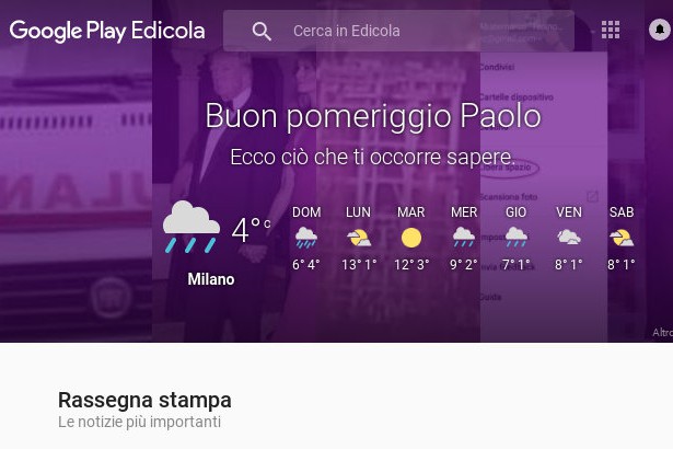 Home page di Google Play Edicola