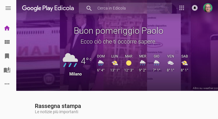 Home page di Google Play Edicola