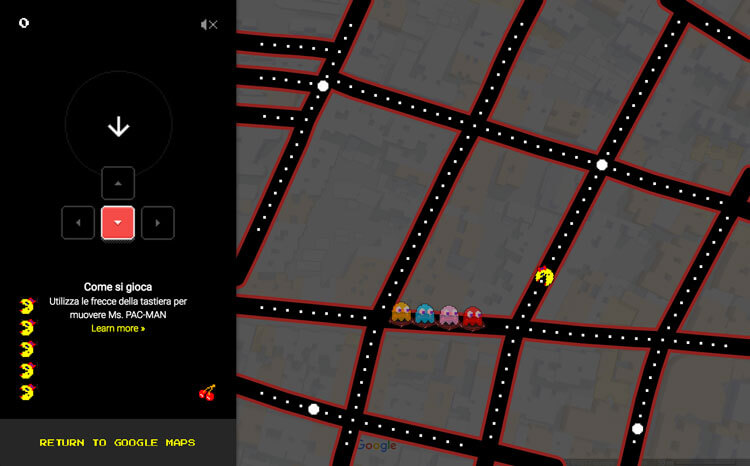 Google Maps - Pac Man Pesci d'Aprile