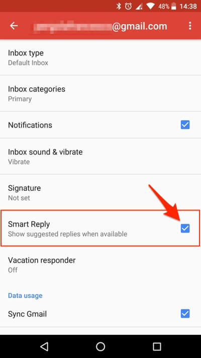 Smart Reply in Gmail - Impostazioni