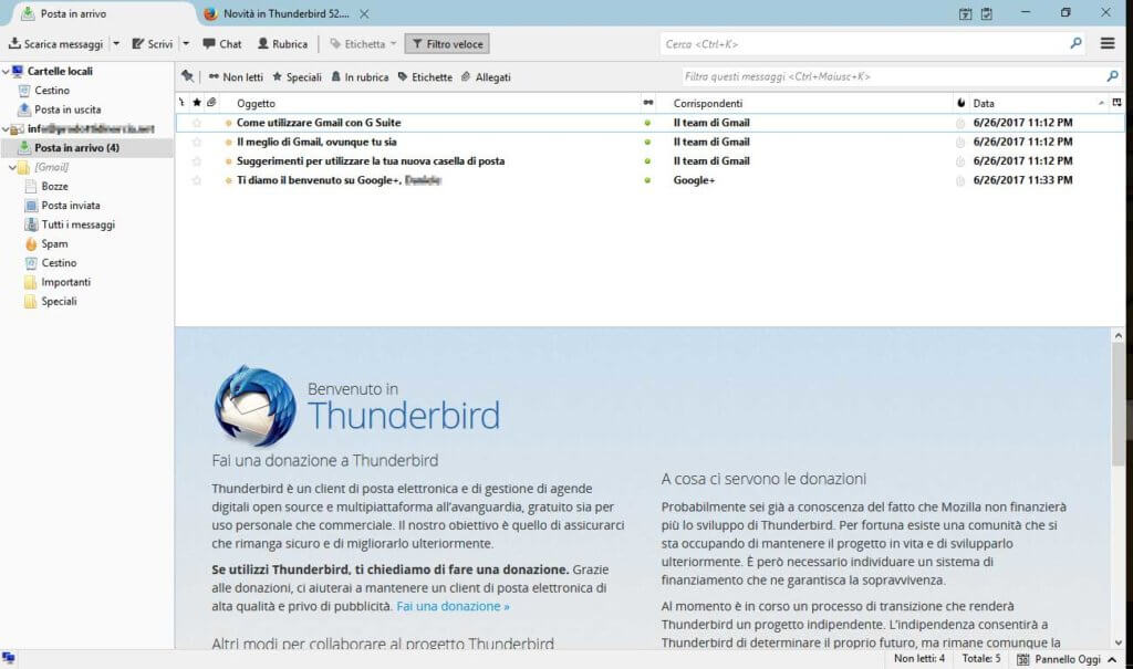 schermate di Thunderbird