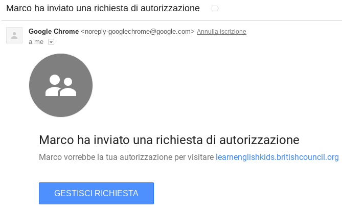 Marco ha inviato una richiesta di autorizzazione