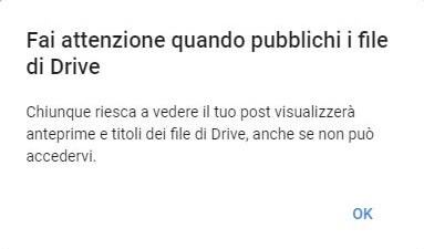 Avviso Privacy Condivisione Google+ Drive