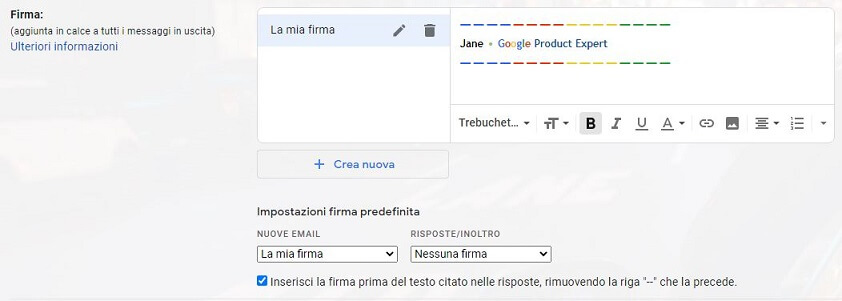 firme multiple nuove impostazioni