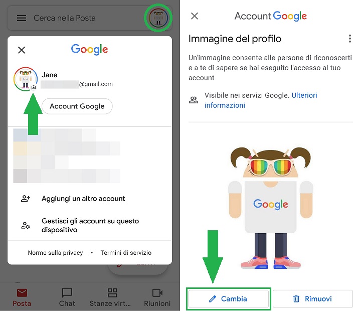 Cambiare la foto account Google