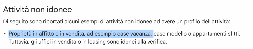 case vacanze Google Business